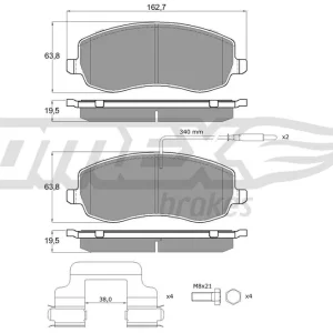 Dostępne od ręki Zestaw klocków hamulcowych, hamulce tarczowe TOMEX BRAKES TX 16-80