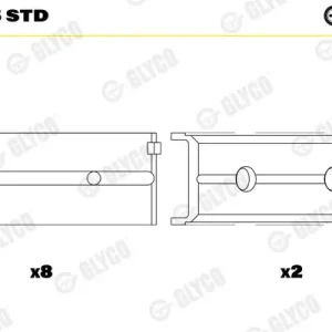Łatwy zwrot Tuleja łożyska wału korbowego GLYCO H629/5 STD