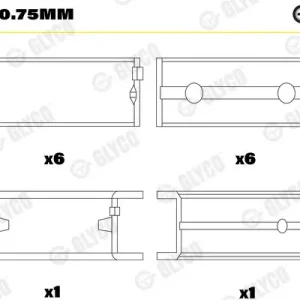 Okazja Tuleja łożyska wału korbowego GLYCO H712/7 0.75mm
