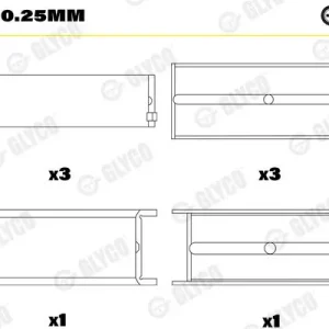Tuleja łożyska wału korbowego GLYCO H821/4 0.25mm Ostatnie sztuki