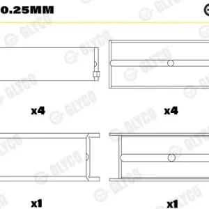 Darmowy zwrot Tuleja łożyska wału korbowego GLYCO H821/5 0.25mm