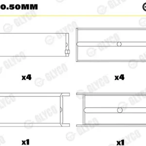 Tuleja łożyska wału korbowego GLYCO H821/5 0.50mm Ograniczona ilość