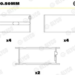 Tuleja łożyska wału korbowego GLYCO H914/5 0.50mm Szybka wysyłka