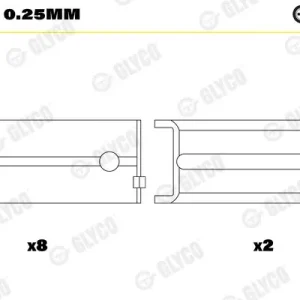 Kup online Tuleja łożyska wału korbowego GLYCO H975/5 0.25mm
