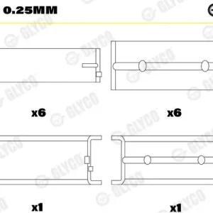 Tuleja łożyska wału korbowego GLYCO H992/7 0.25mm Szybka wysyłka