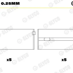 Bestseller Tuleja łożyska wału korbowego GLYCO H997/5 0.25mm