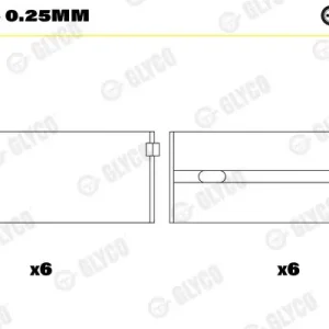 Tuleja łożyska wału korbowego GLYCO H997/6 0.25mm Darmowy zwrot