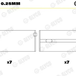 Tuleja łożyska wału korbowego GLYCO H997/7 0.25mm Ograniczona ilość