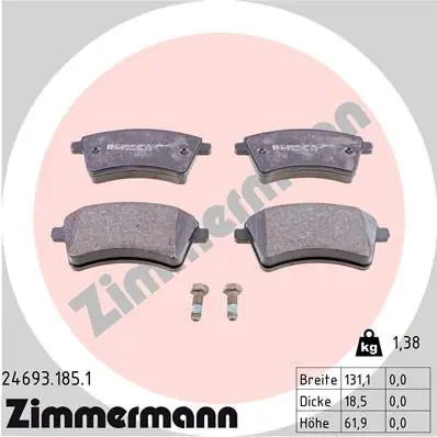 Bezpieczna płatność Klocki hamulcowe ZIMMERMANN 24693.185.1 7701209864